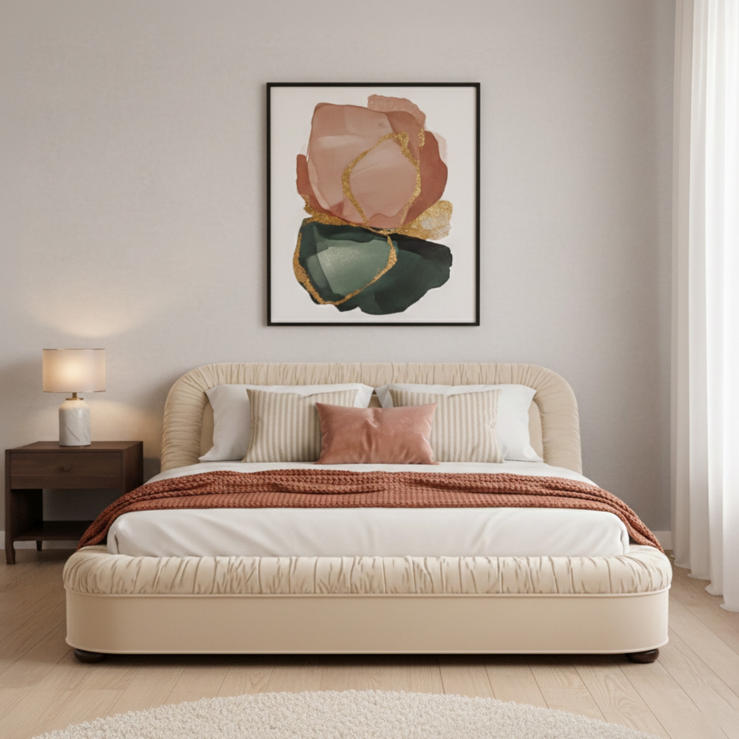 Casa Haven Relax Queen Size Bed in velvet With Engineered Hardwood Frame & Hydraulic Storage - Nestroots