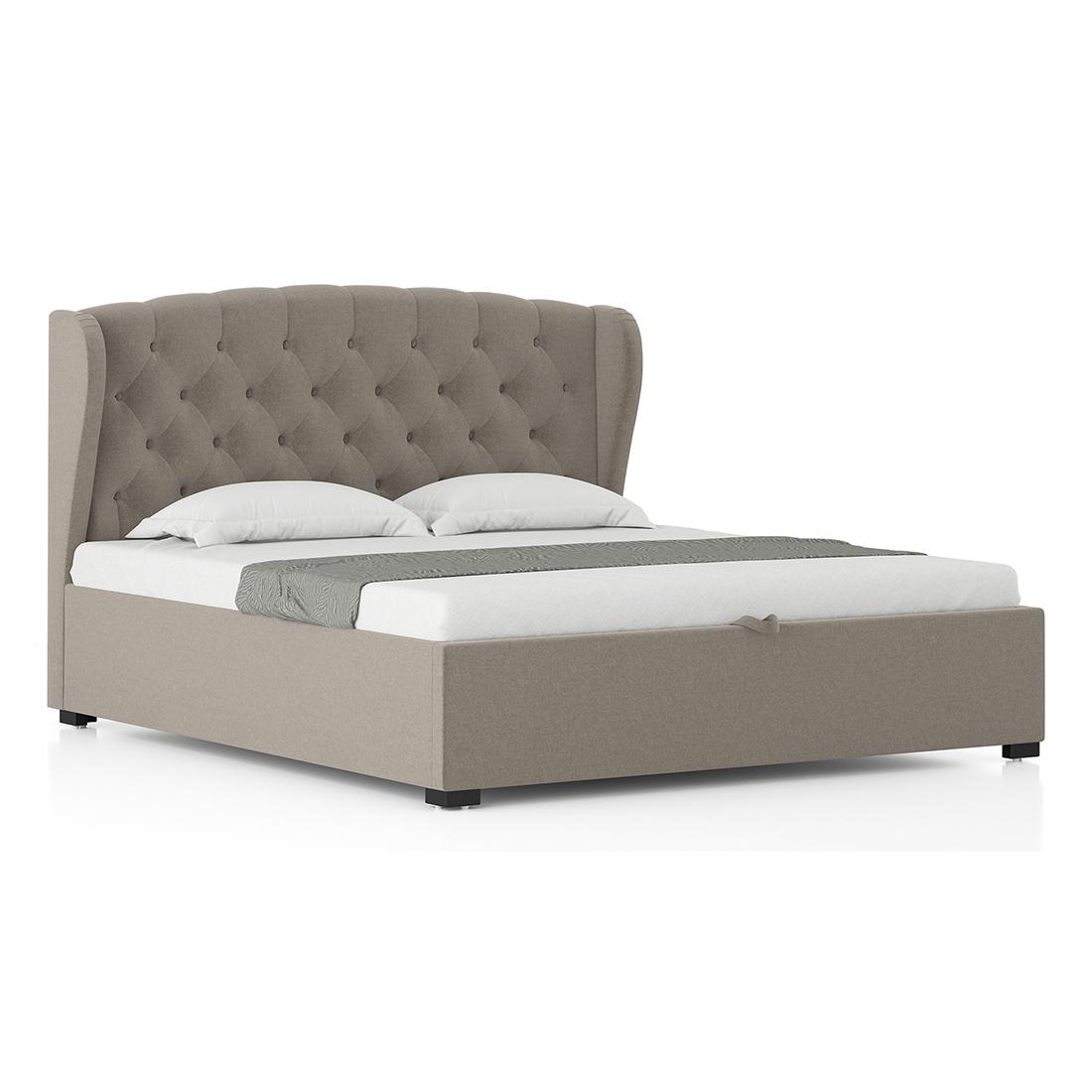 Holmebrook Upholstered Storage Bed In Hydraulic (Bed Size : King, Colour : Shitake Beige)