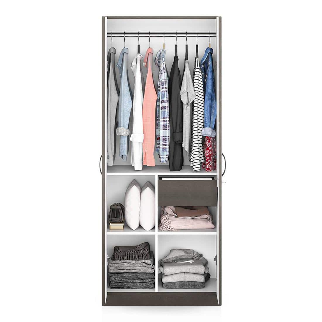 Zoey Engineered Wood 2 Door Wardrobe in Dark Wenge Finish