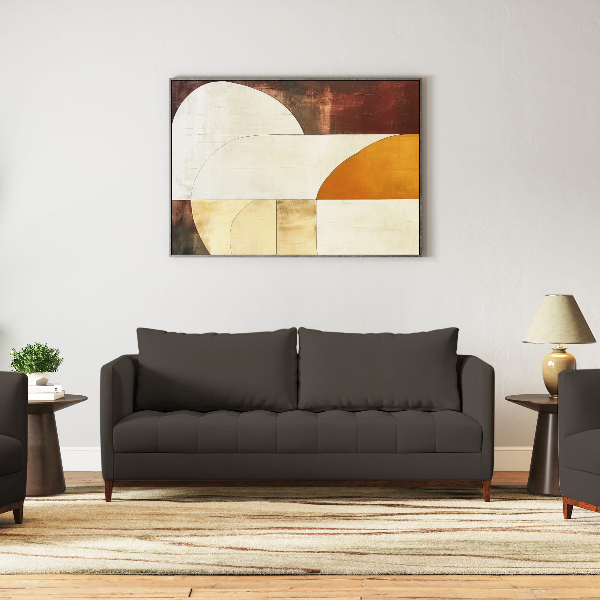 Florence Premium 3 Seater Fabric Sofa in Stone Grey Velvet Colour - Urban Ladder