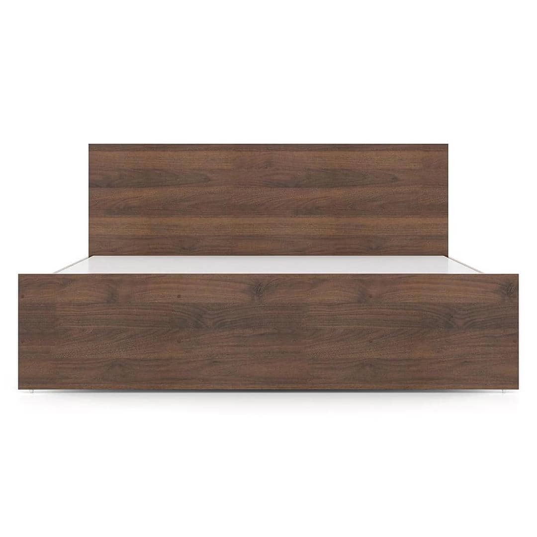 Zoey Engineered Wood Queen Size Bed In Classic Walnut Finish