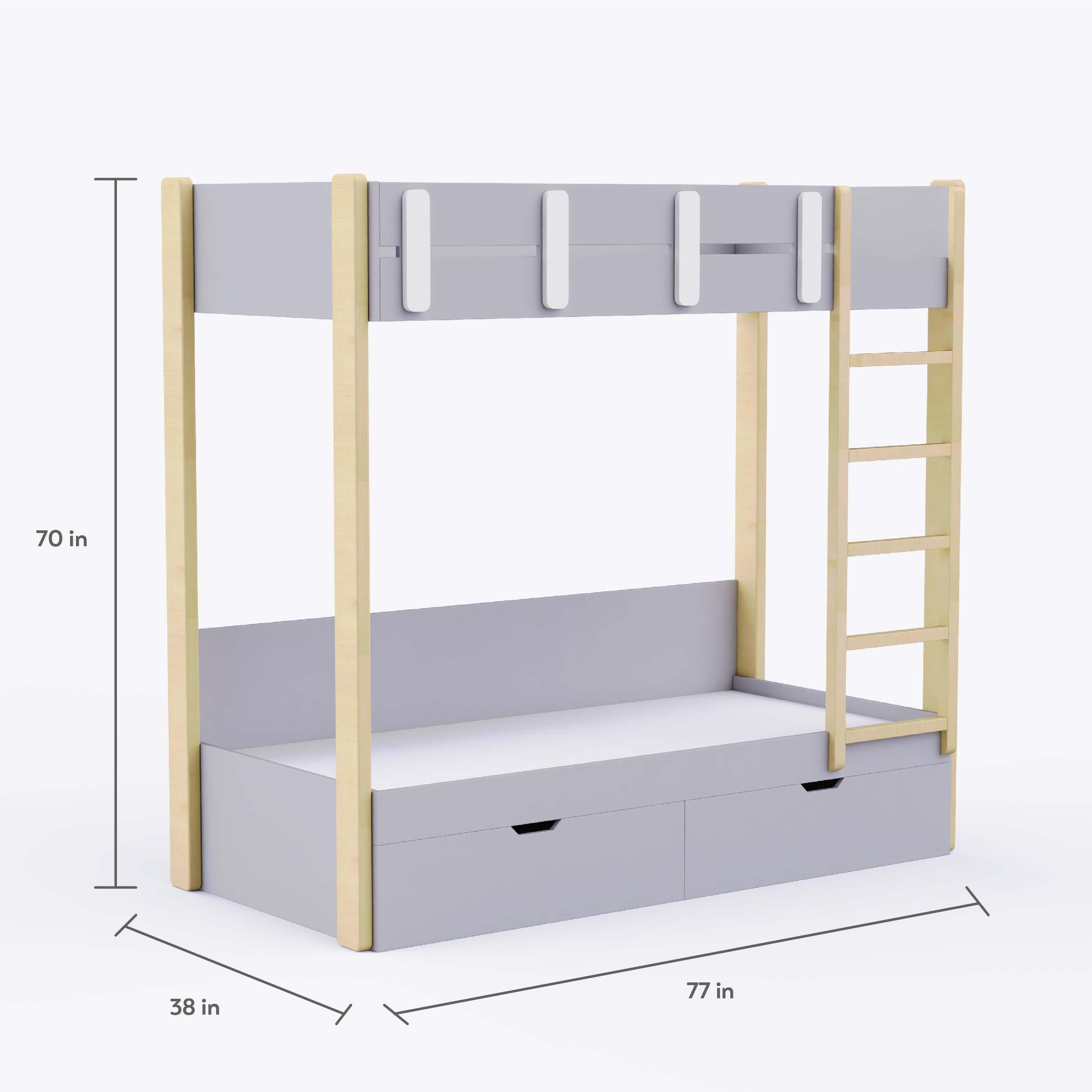 Pine Tree Single Size Bunk Bed In Grey Colour