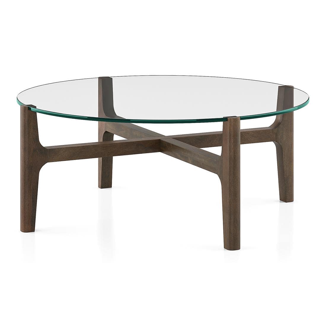 Cayman Glasstop Coffee Table without Storage in Danish Walnut Finish