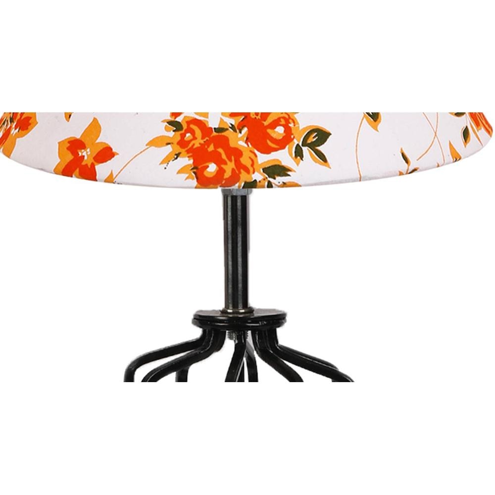 Amora Multicolor cotton Table lamp with Wood & Iron Base