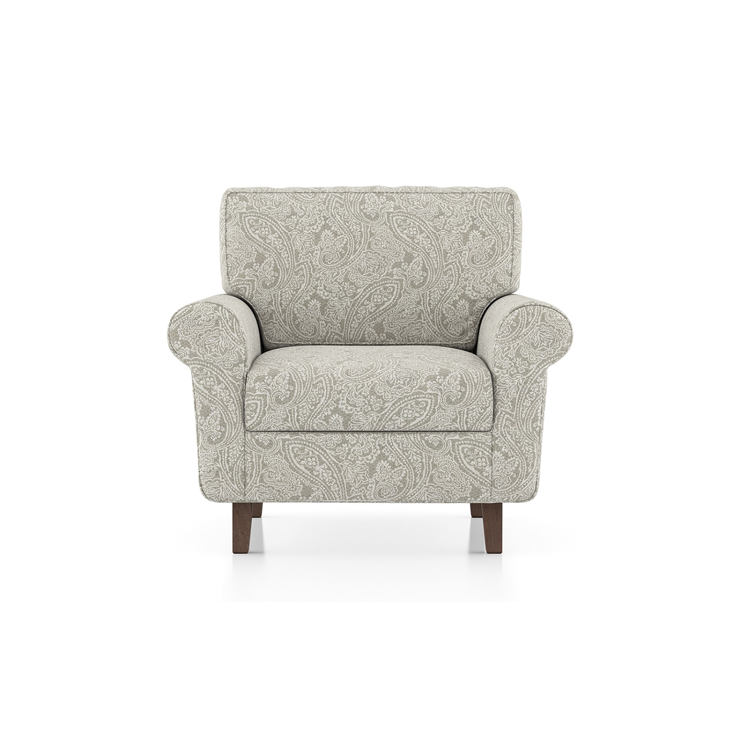Oxford 1 Seater Fabric Sofa In Monochrome Paisley Colour - Urban Ladder