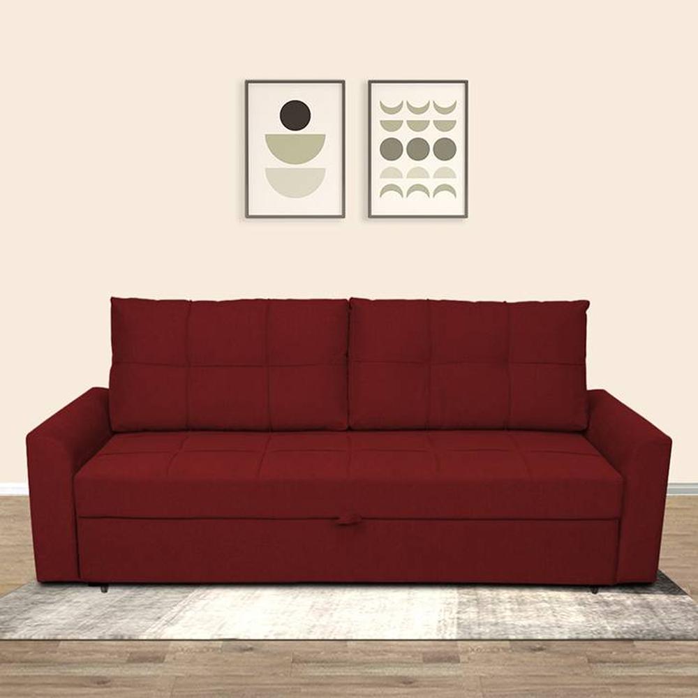 Barato 3 Seater Pull Out Sofa cum Bed  in Maroon Colour
