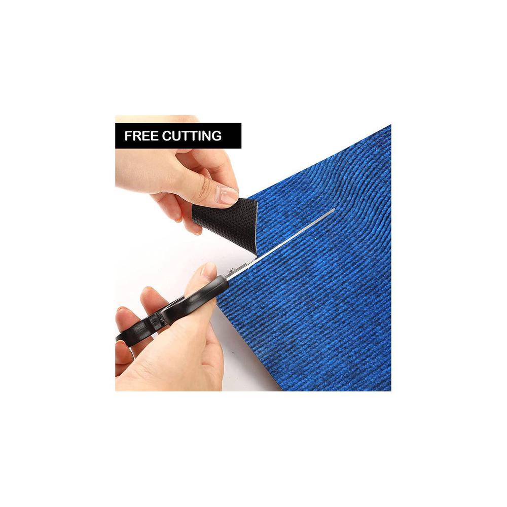 Shelby Blue Solid Fabric 24x16 inches Anti-Skid Bath Mat