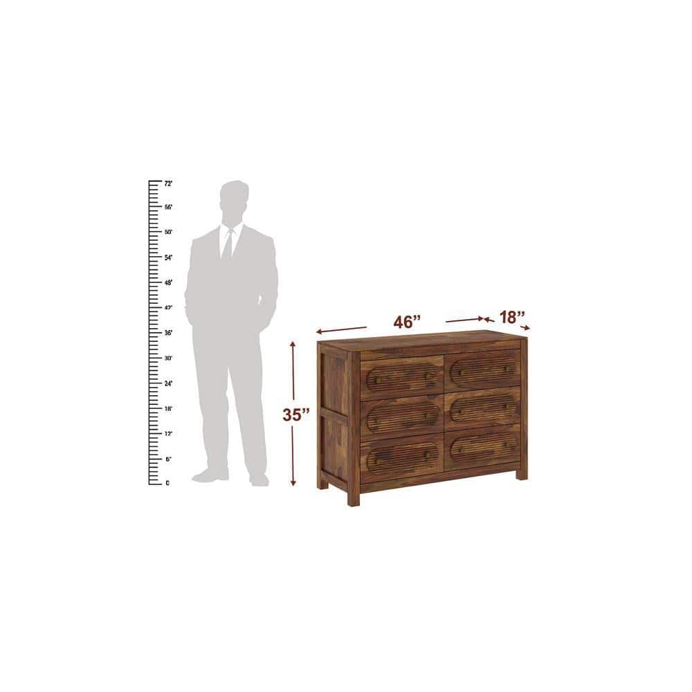 Woodwhiz Solid Wood Chest of 6 Drawers in Provincial Teak Finish