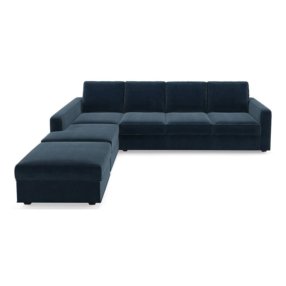 Apollo Compact Sofa (Colour : Salsa Red, Cushion : Hard, Back Type : High Back, Seating Capacity : Left Aligned 3 Seater + Left Aligned Chaise + Ottoman)