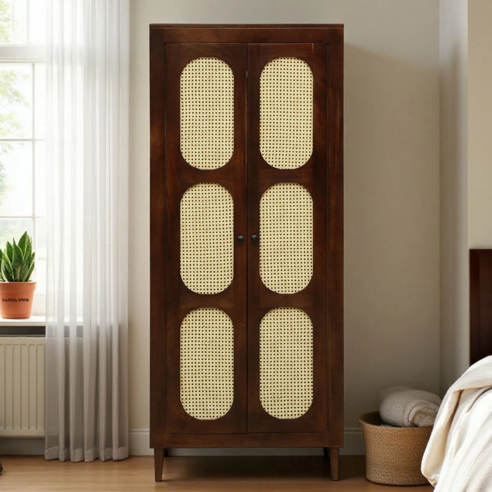 Mango Wood 2 Door Wardrobe in Tubbaq Finish
