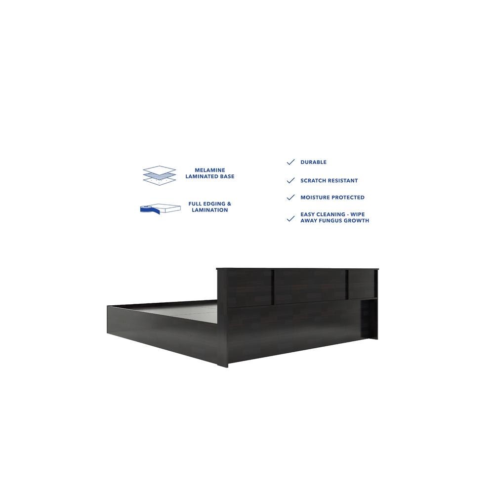 Kaito King Bed With Rattan Center Door With Nonwoven Fabric Base