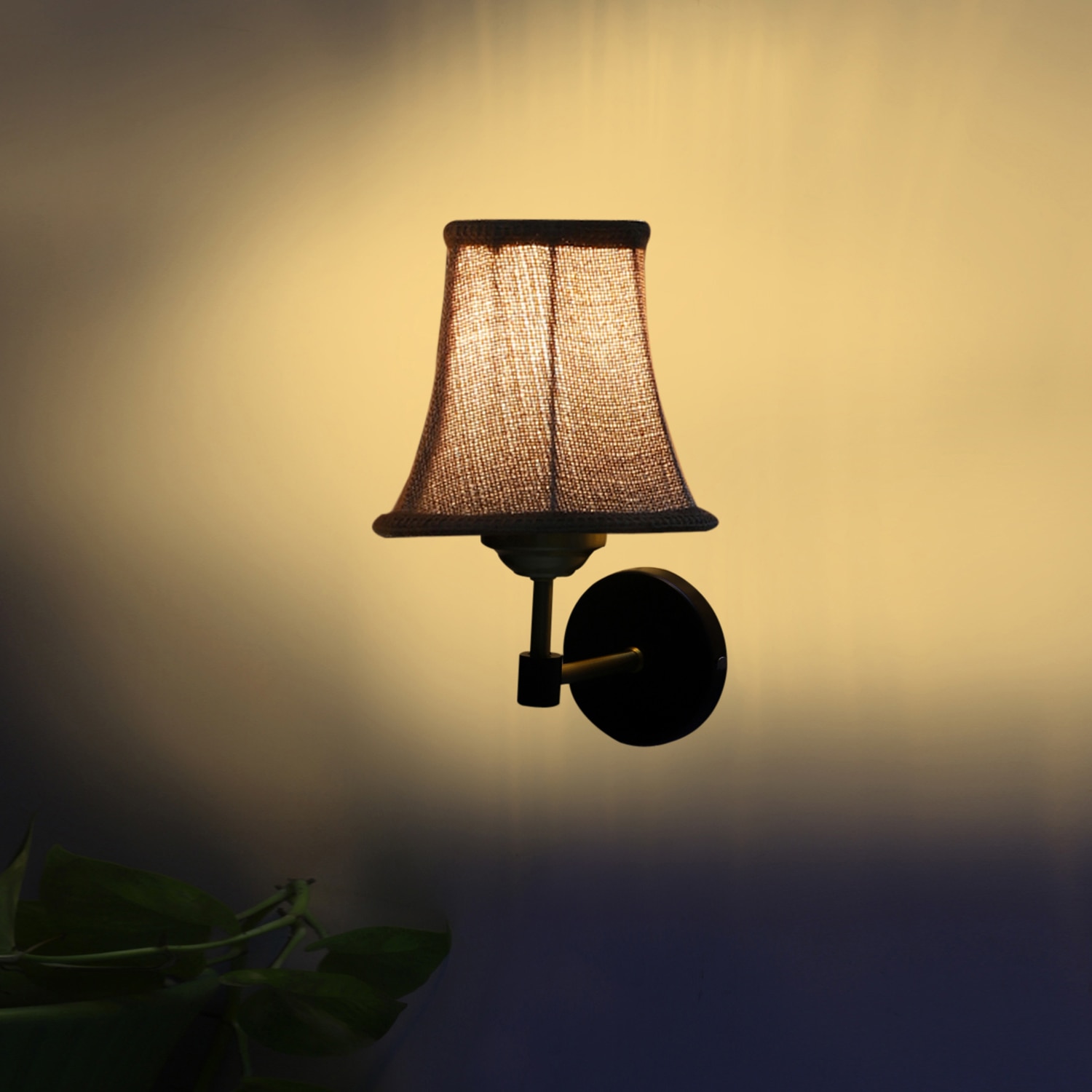 Devansh Gold Wall Mounted Lamp With Beige Jute Shade