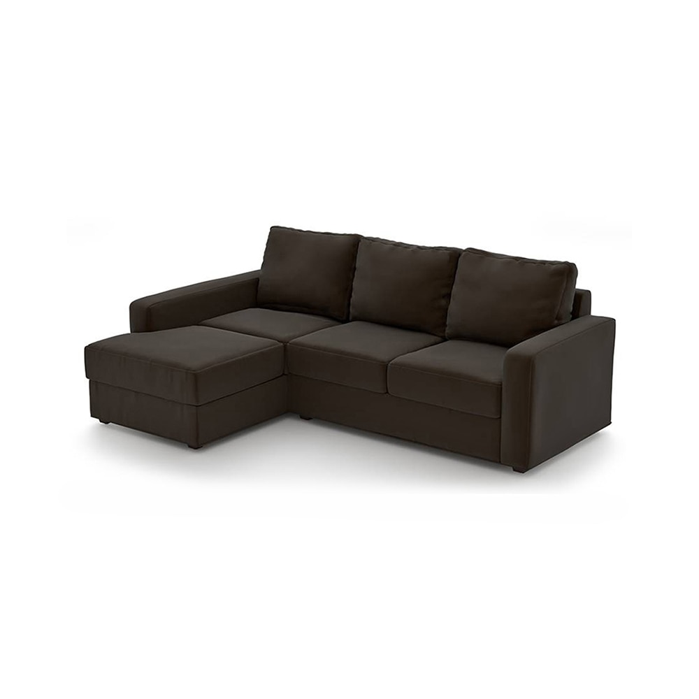 Apollo Compact Sofa (Colour : Chocolate, Cushion : Hard, Seating Capacity : Left Aligned 2 Seater + Left Aligned Chaise + Ottoman)