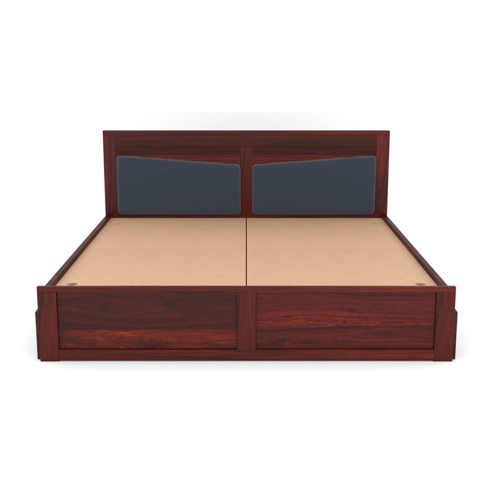 Nikos Sheesham Wood King Size Bed With Drawer Storage In Honey Oak Finish