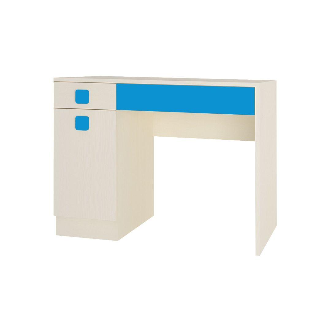 Kristina Kids Study Desk with Shuttered Cabinet and 2 Drawers in Light Wood Azure Blue Colour