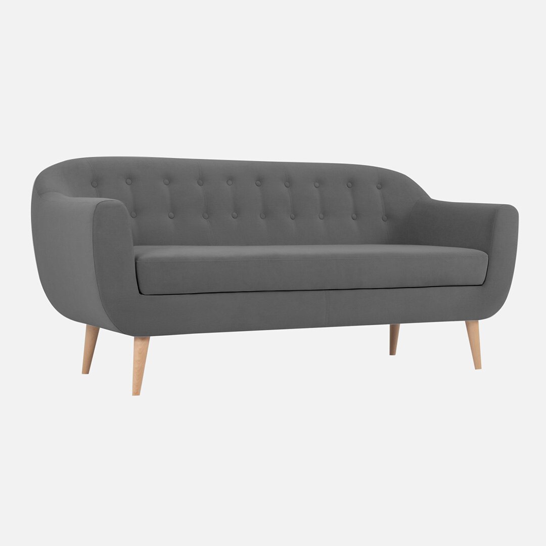 Colam Velvet 3 Seater Sofa in Dark Grey Colour