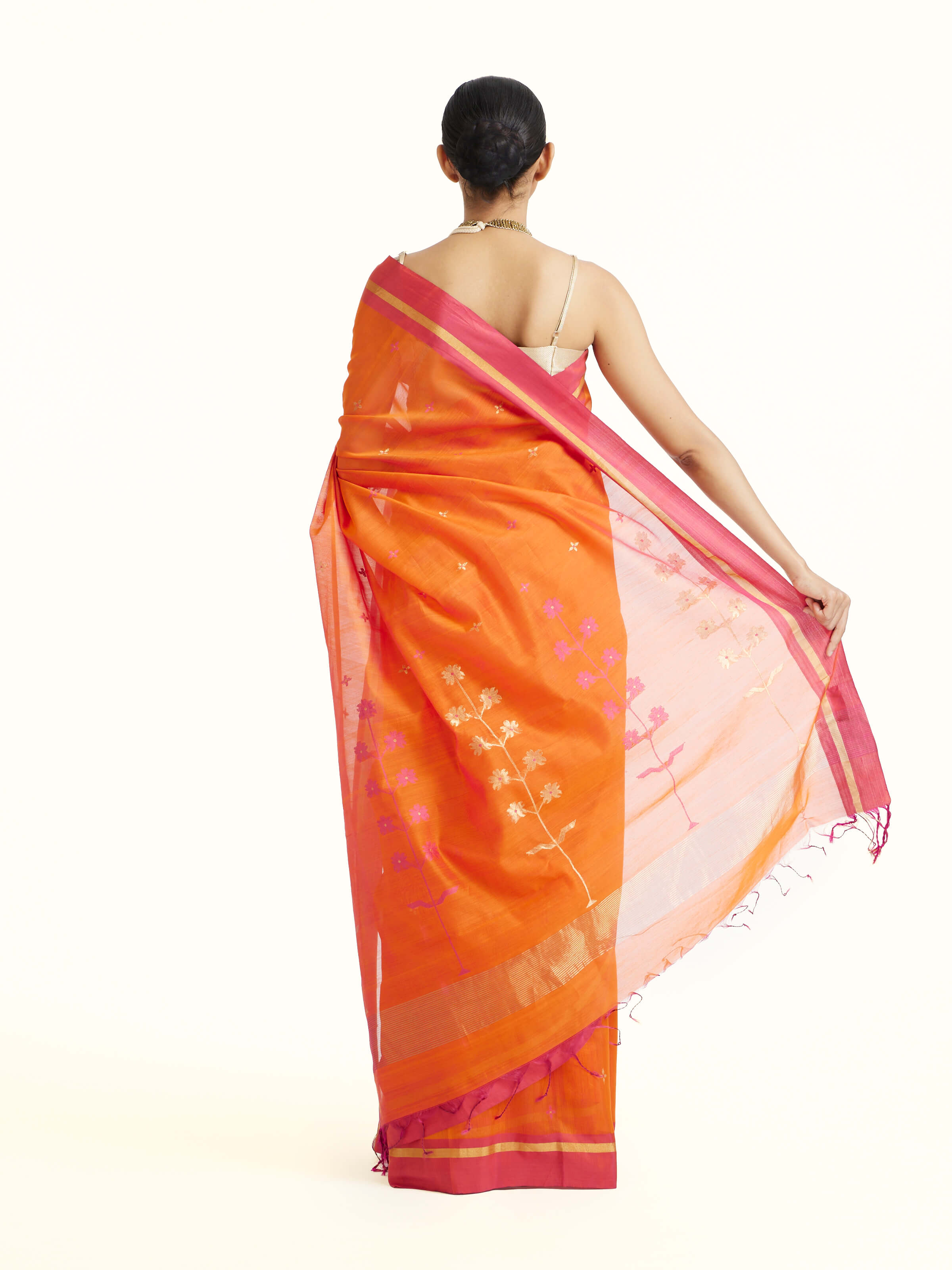 Rust Mulberry Silk Cotton Chanderi Saree
