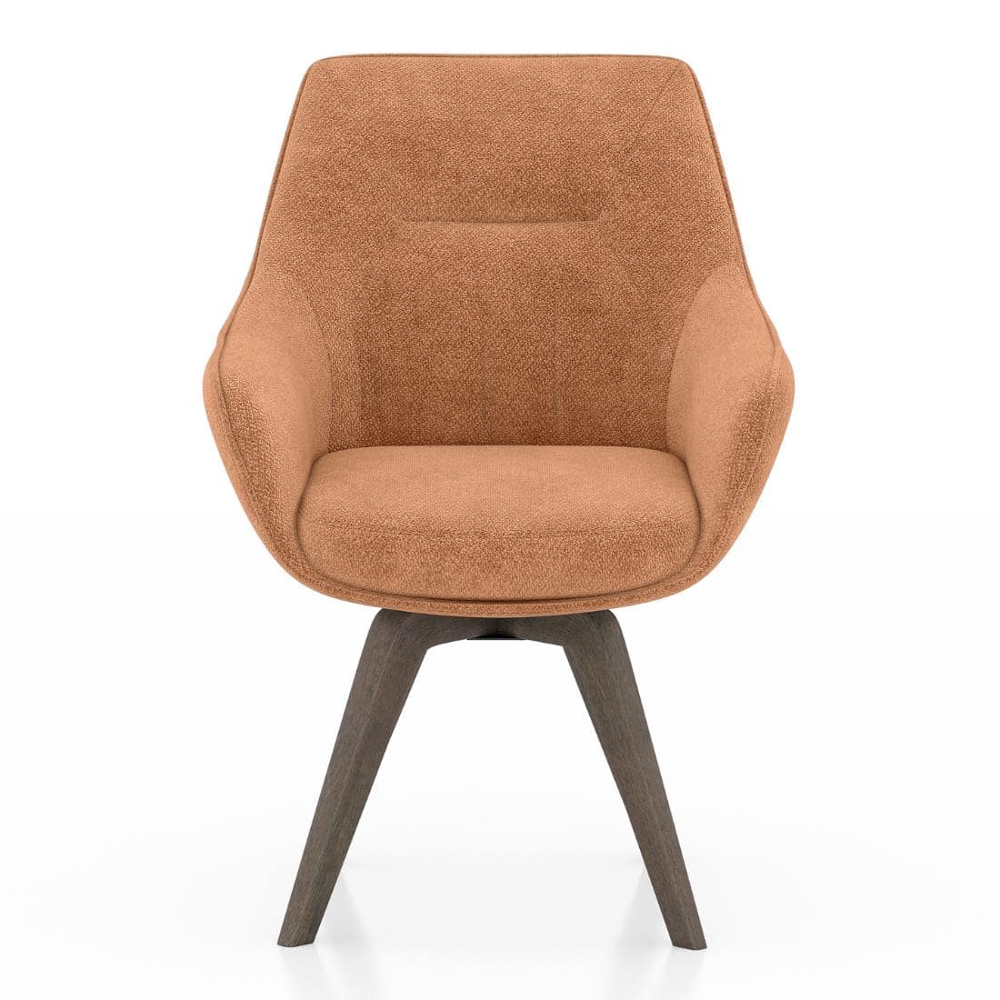 Wella Swivel Solid Wood Dining Chair Set of 2 in Terracotta Fabric