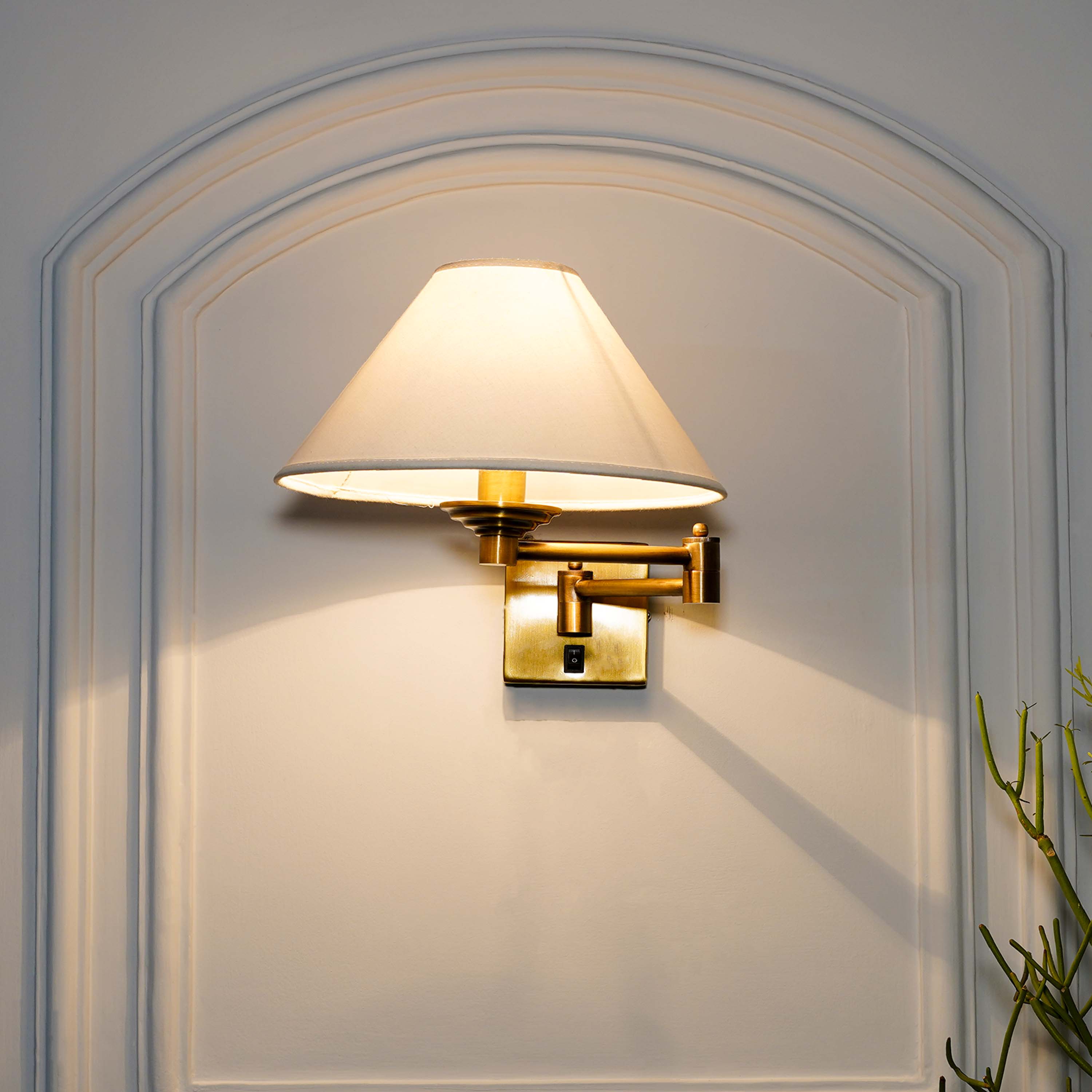 Vienna Brass Wall Light With White Cotton Shade - Kapoor Lamp Shades