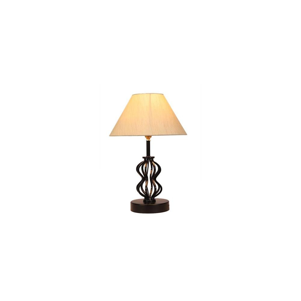Blair off-white cotton Table lamp with Iron Base