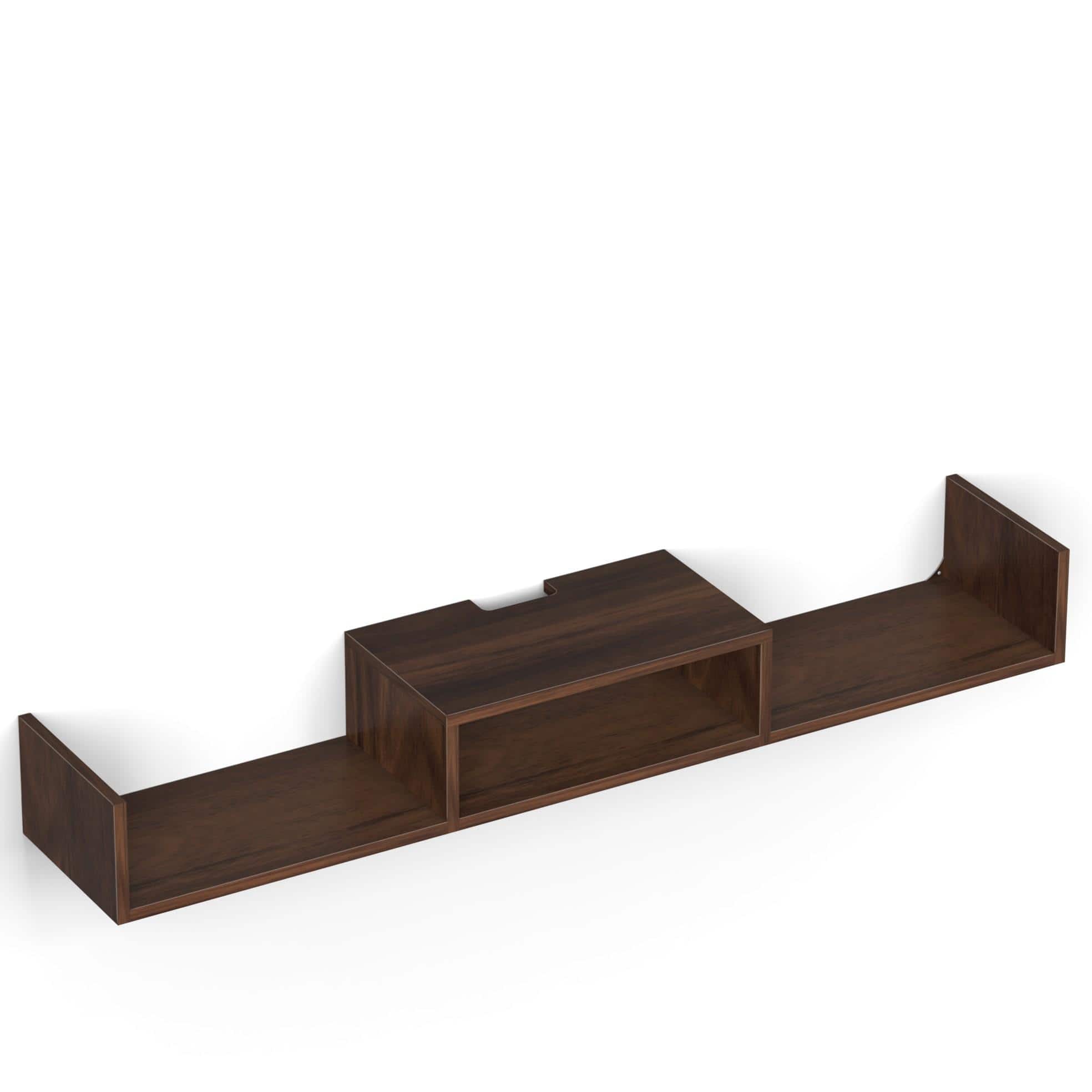 Aero Engineering Wood Wall Mount Tv Entertainment Unit In Brown Maple Finish