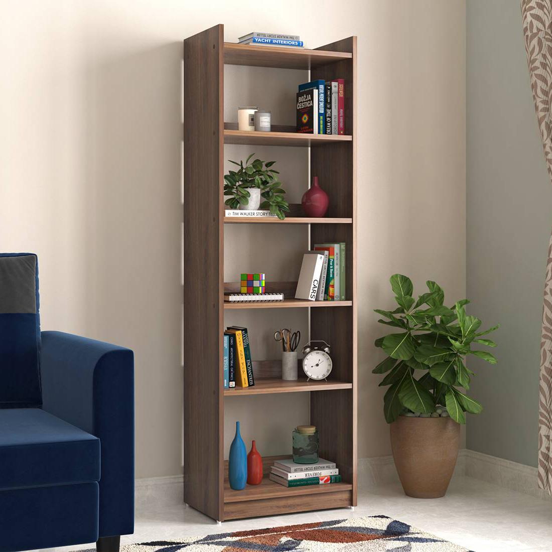 Megan Engineered Wood Bookshelf in Classic Walnut Finish