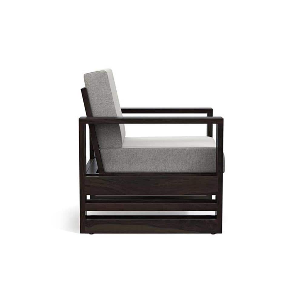 Parson 1 Seater Wooden Sofa In American Walnut Finish (Vapour Grey)