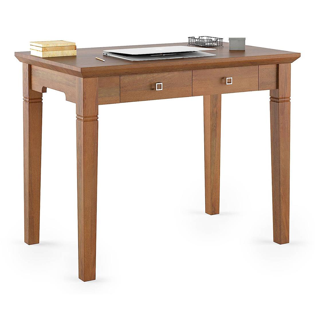 Malabar Solid Wood Study Table in Amber Walnut Finish