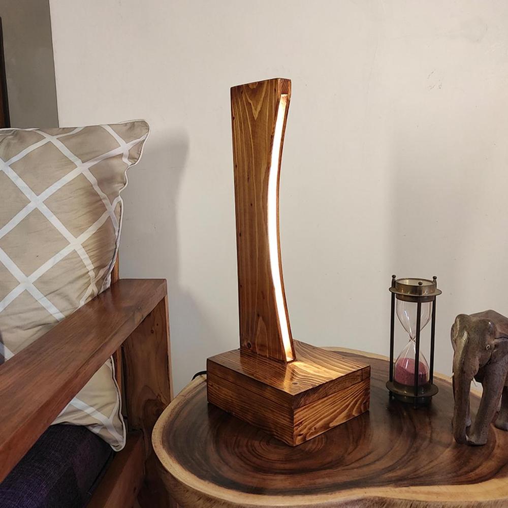 Arc Brown Wooden LED Table Lamp - Symplify
