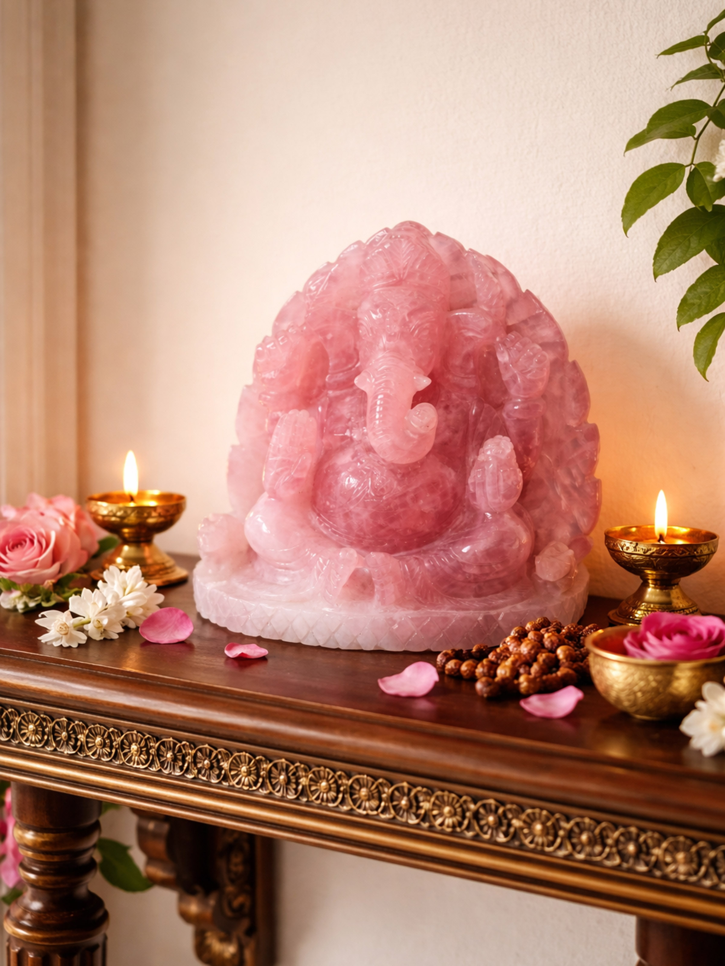 Stone Carved High Gloss Ganesha Idol