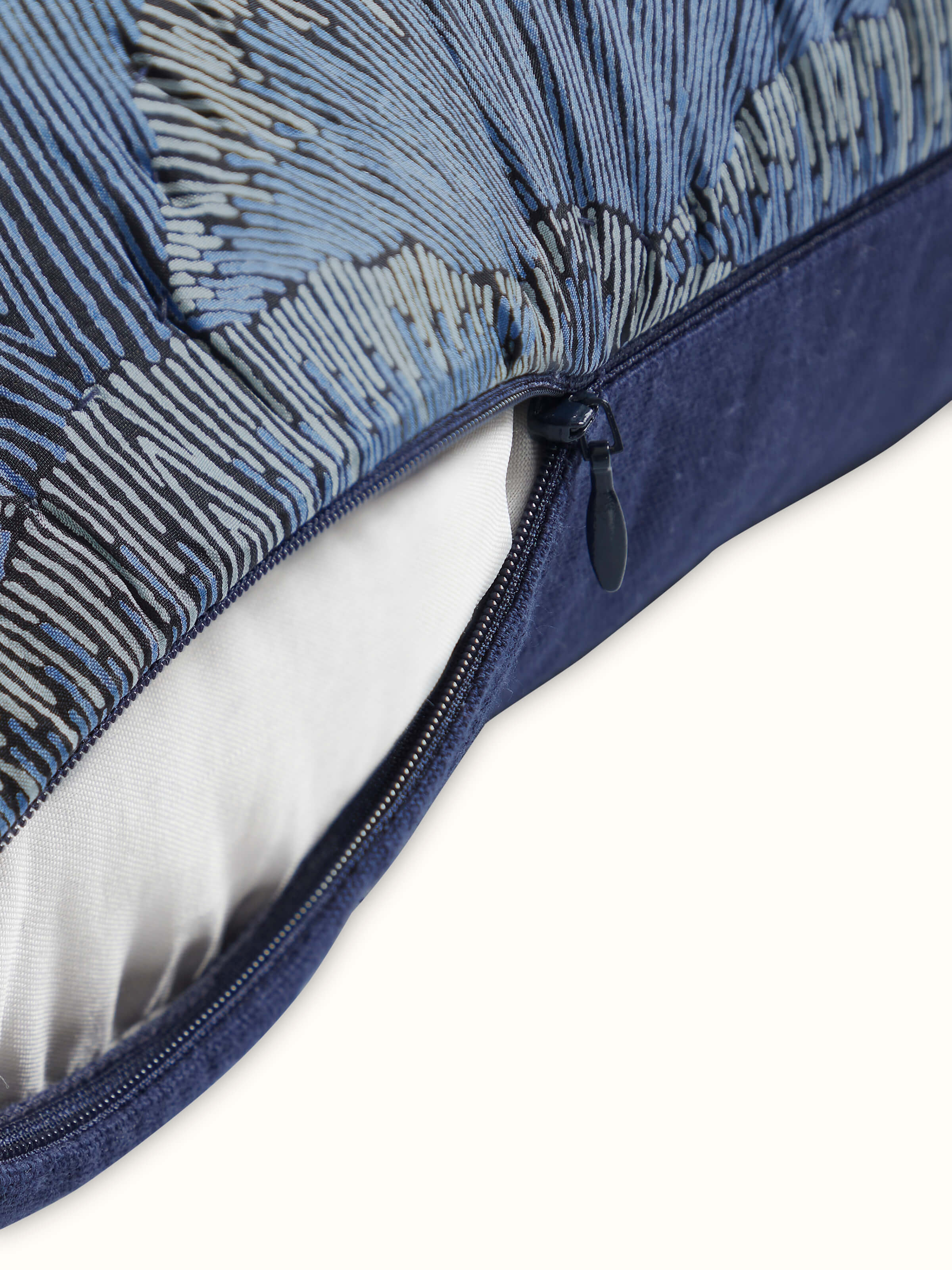 Parvat Indigo Ombre Silk Sanganeri Hand Block Printed Lumbar Cushion Cover