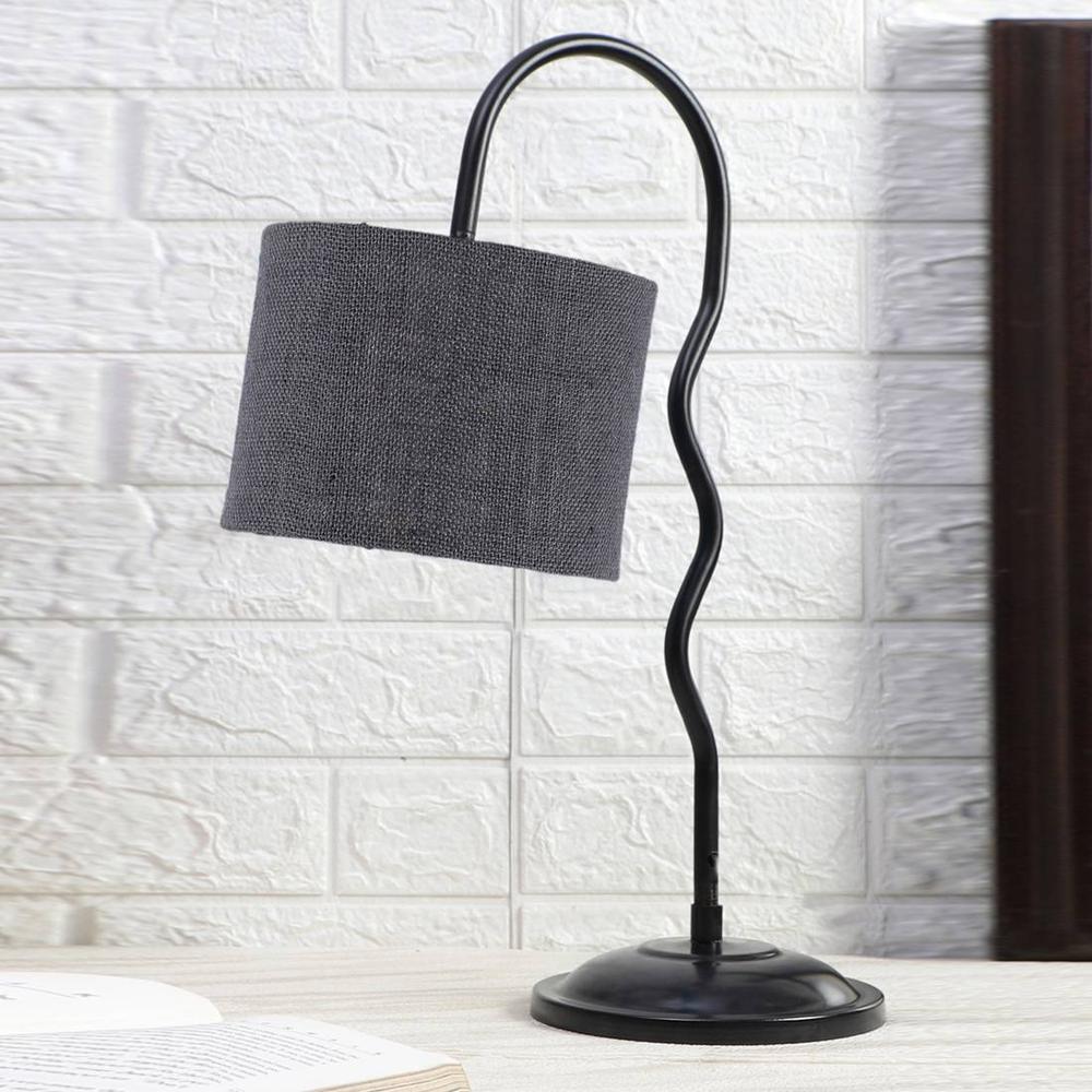 Grey Jute Zig Zag Curvy table lamp with Iron Base (SP42) - Devansh