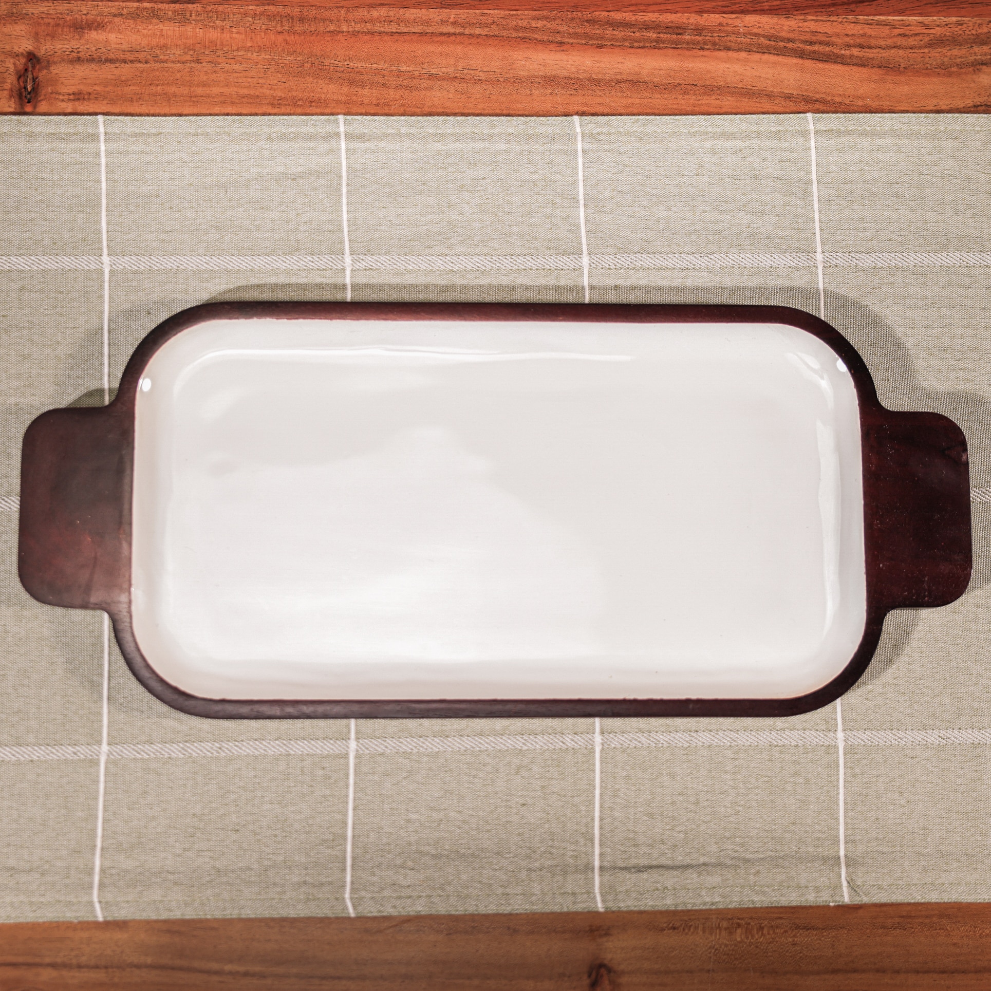 Ireka Home Chill Out Wooden Serving Tray with Enamel - Ireka Homes
