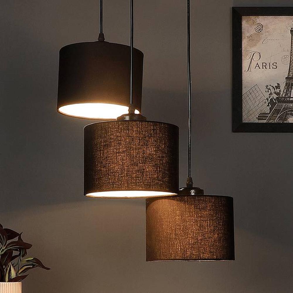 Winston Black Fabric Cluster Hanging Light
