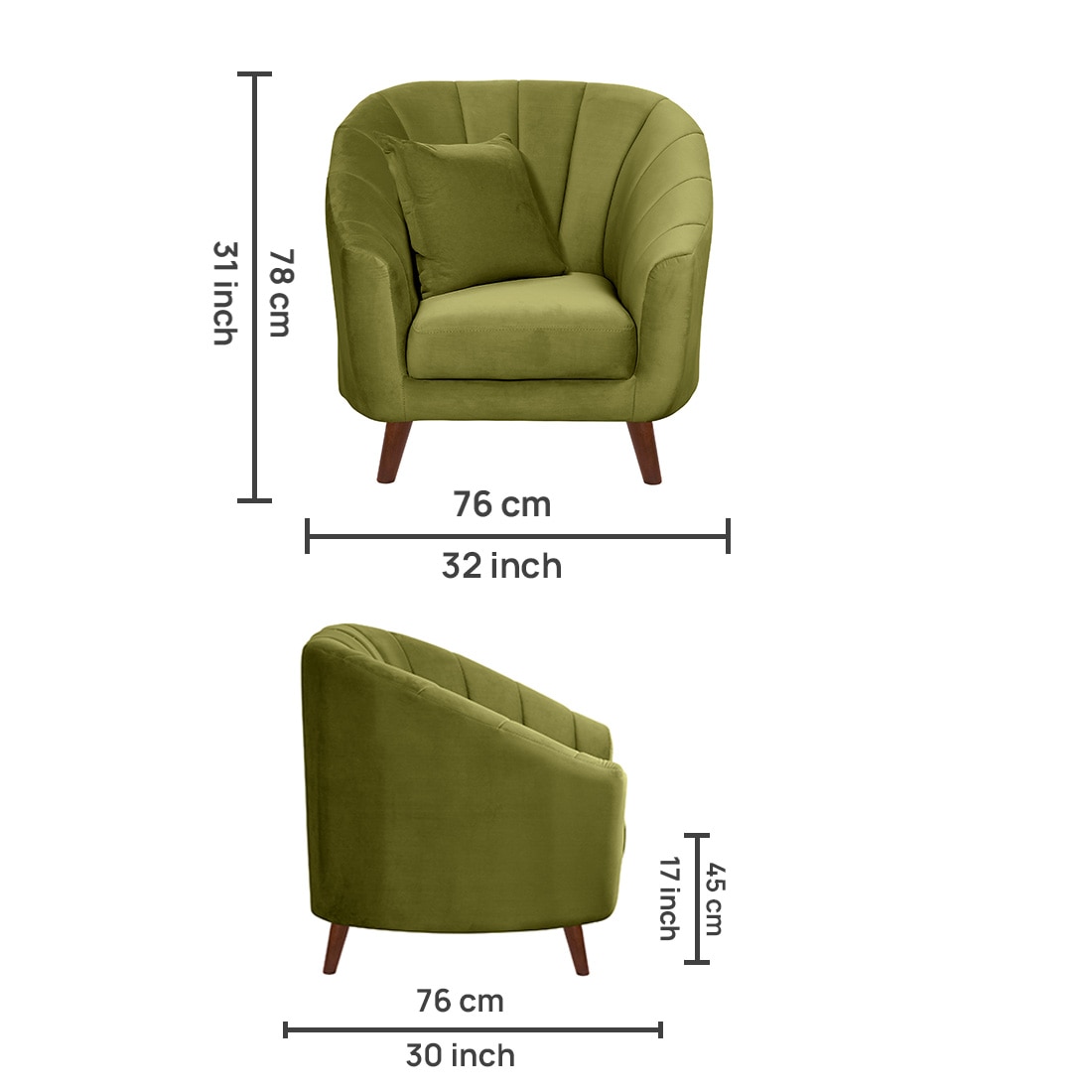 Nilo Velvet 1 Seater Sofa  in Mint Green Colour