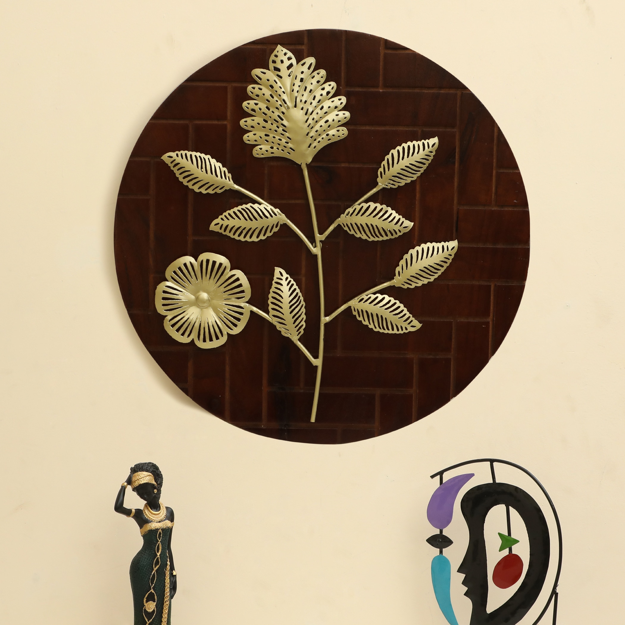 W-Asahi Abstract Metal Wall Decor in Gold Set of 1