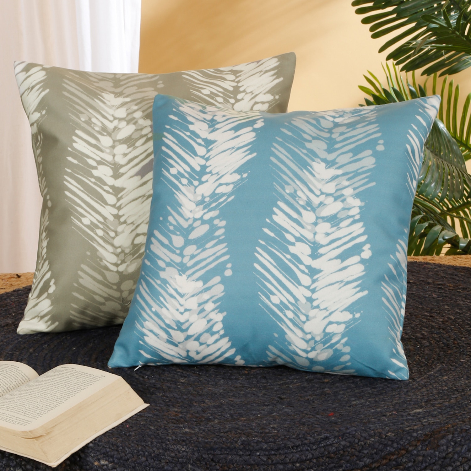 Set Of 2 Abstract Square Cushion Covers