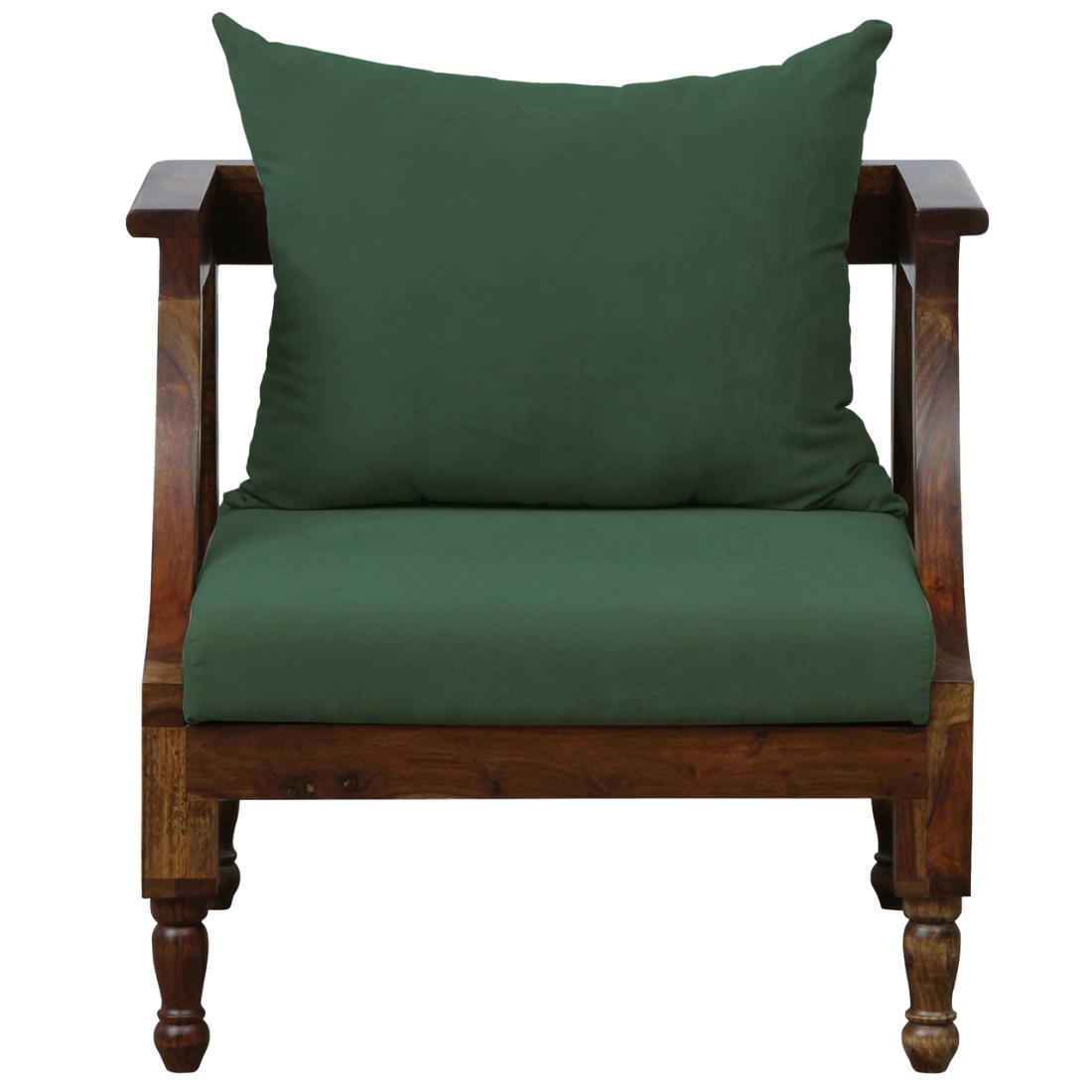 Linton 3+1+1 Seater Wooden Sofa in Green Fabric