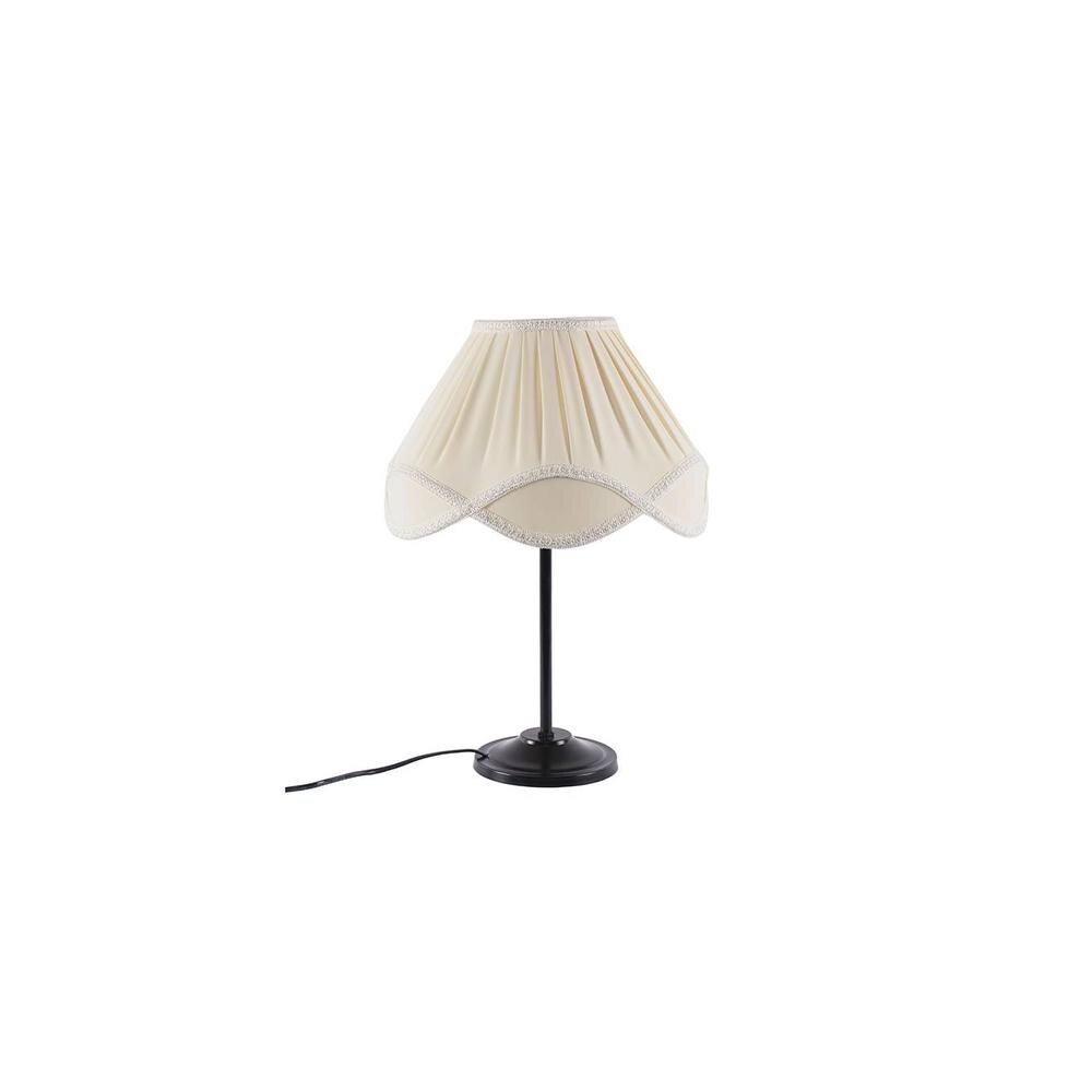 Bryden Off White Fabric Shade Table Lamp with Black Iron Base