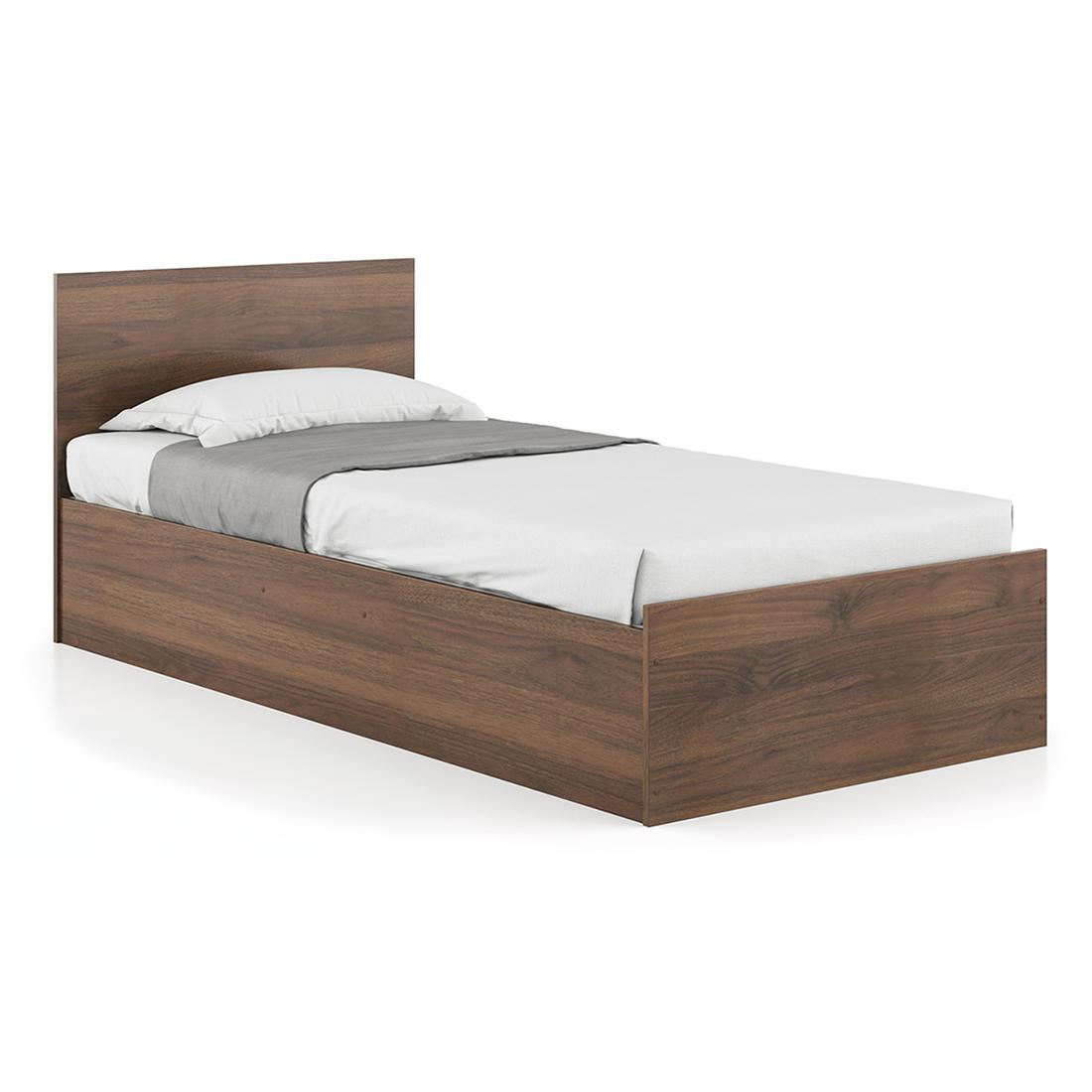 Zoey Engineered Wood Single Size Box Storage Bed In Classic Walnut Finish