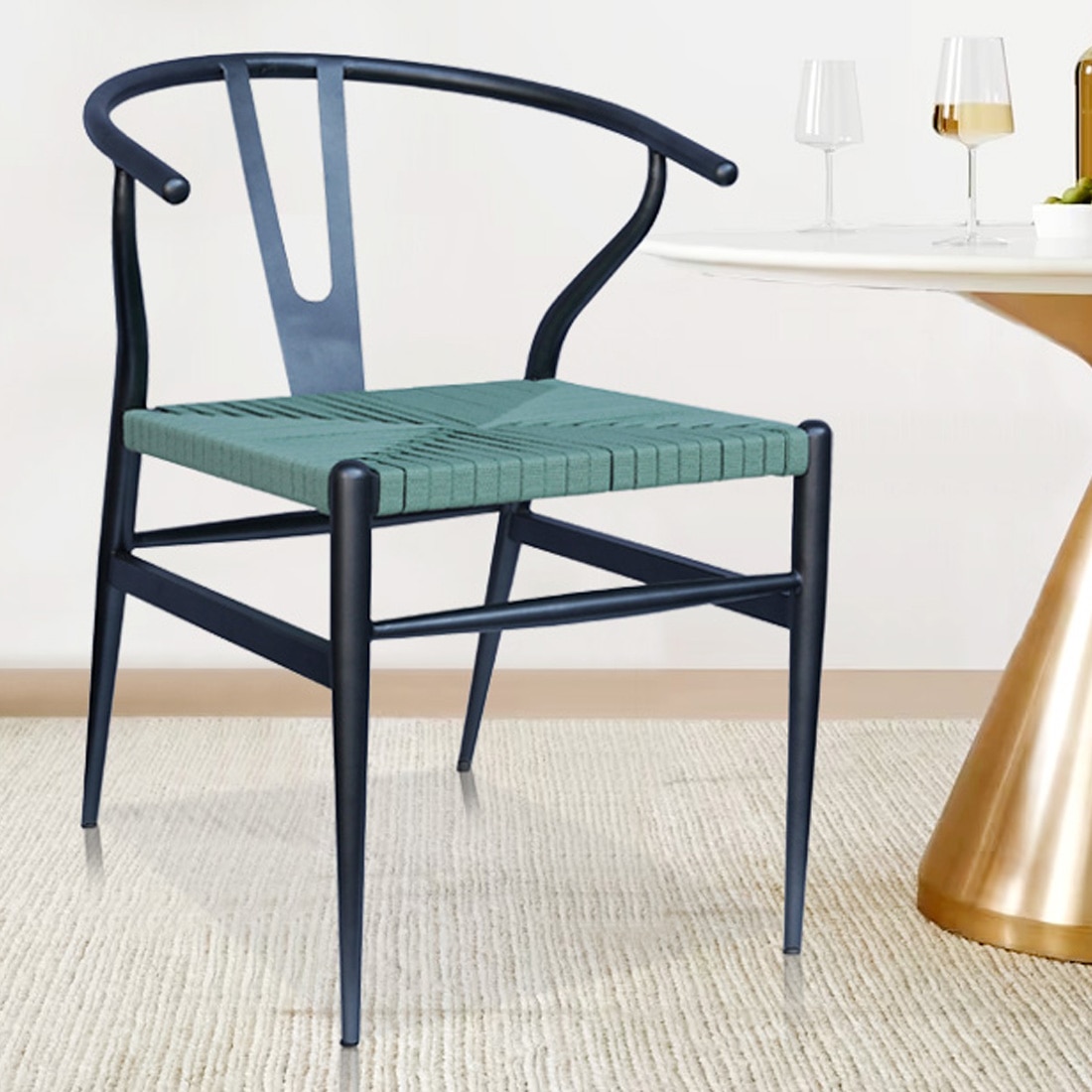 Sigma Wishbone Table Set with 1 Table and 2 Chairs Gun Metal In Grey