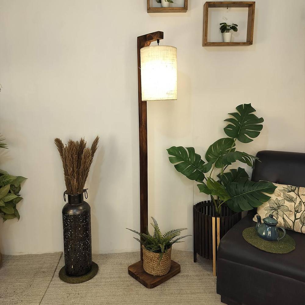 Elementary Beige Jute Floor Lamp with Beige Jute Base