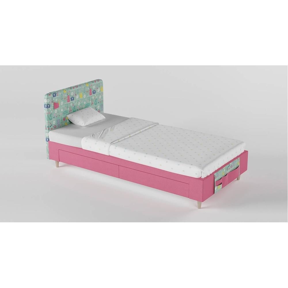 Color Play Engineered Wood Drawer Storage Bed in Coral Colour