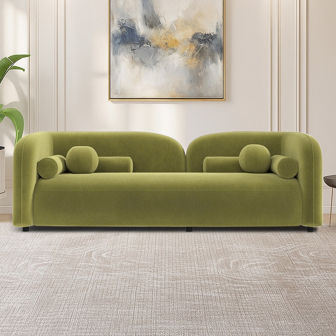 Homro Velvet 3 Seater Sofa in Mint Green Colour