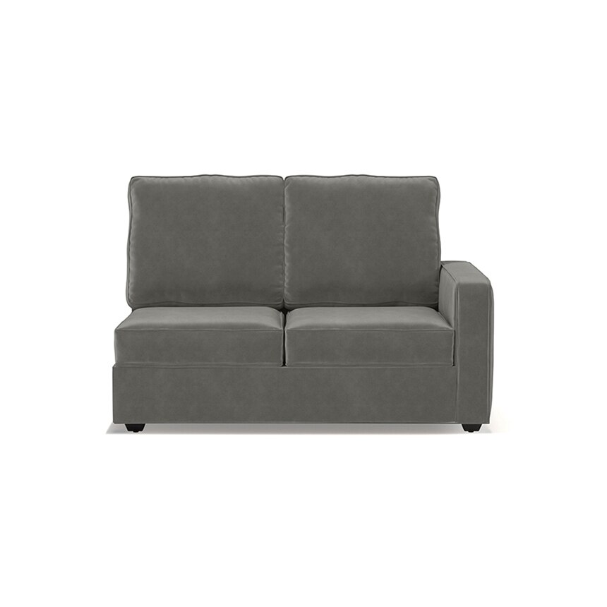 Apollo Sofa (Colour : Ash Grey Velvet, Cushion : Hard, Back Type : High Back, Seating Capacity : Left Aligned 2 Seater + Left Aligned Chaise + Ottoman)