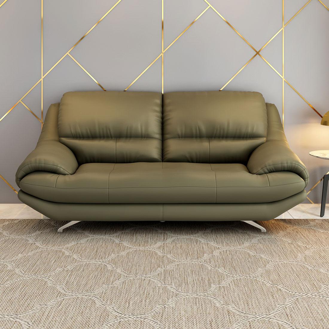 Clarkson 3 Seater Leatherette Sole in Olive Green Colour - Durian