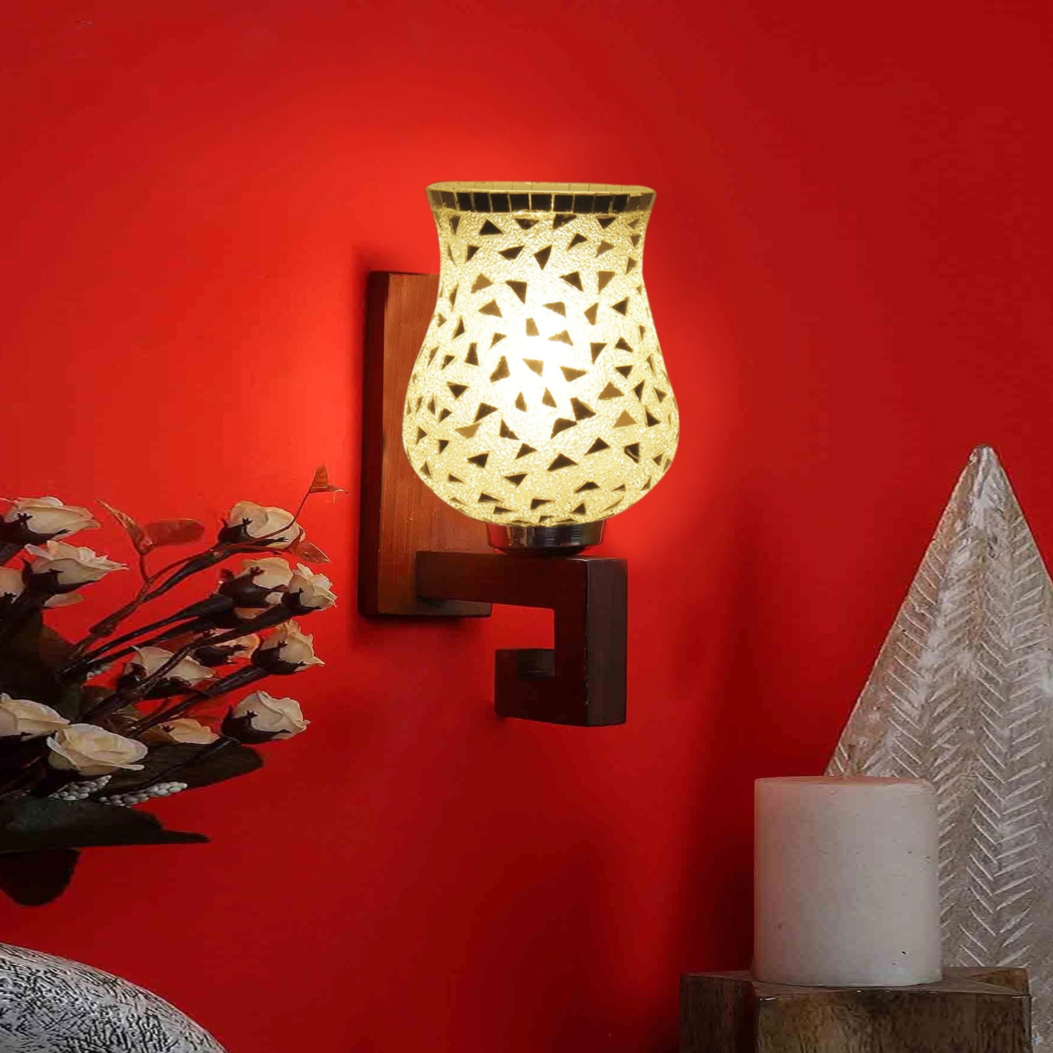 Devansh Solid Wood Electric Wall Light in Multi Colour with Multi Shade Count of 1 Light - Devansh