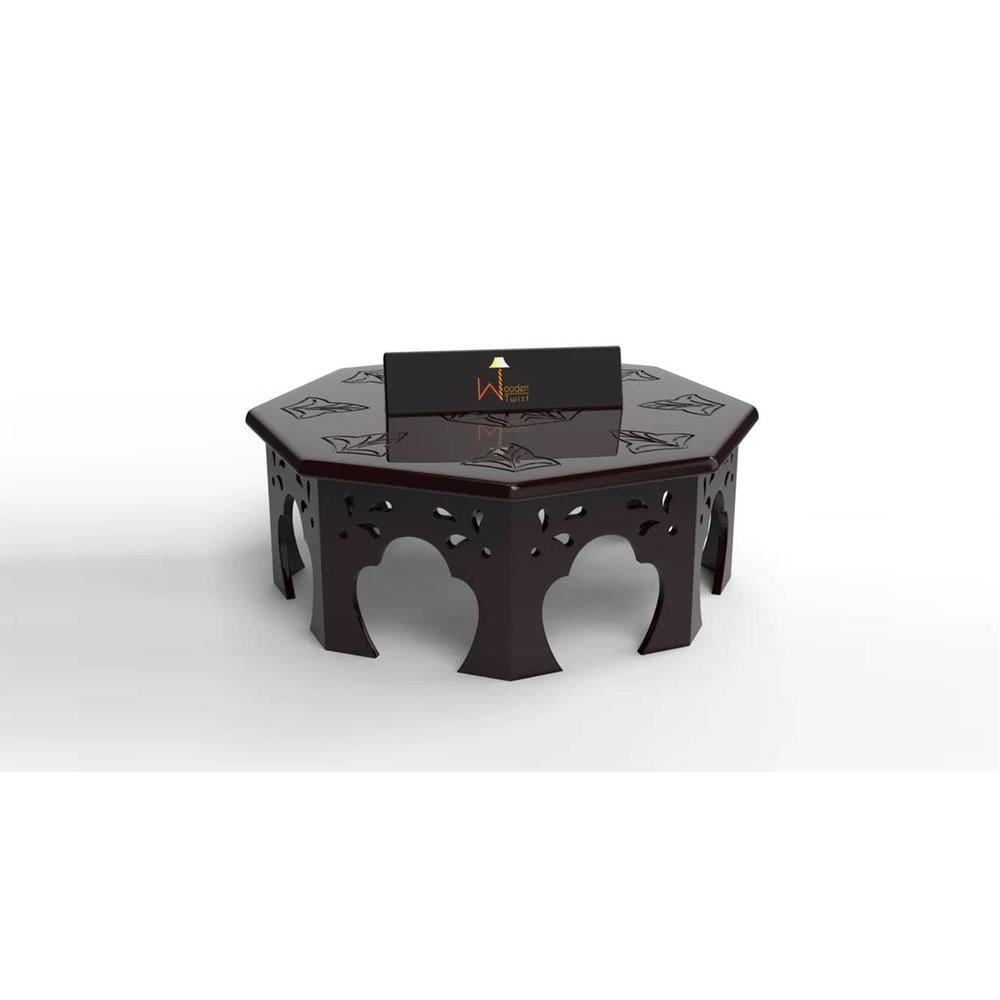 Wooden Chowki Octagonal Shape In Walnut Finish