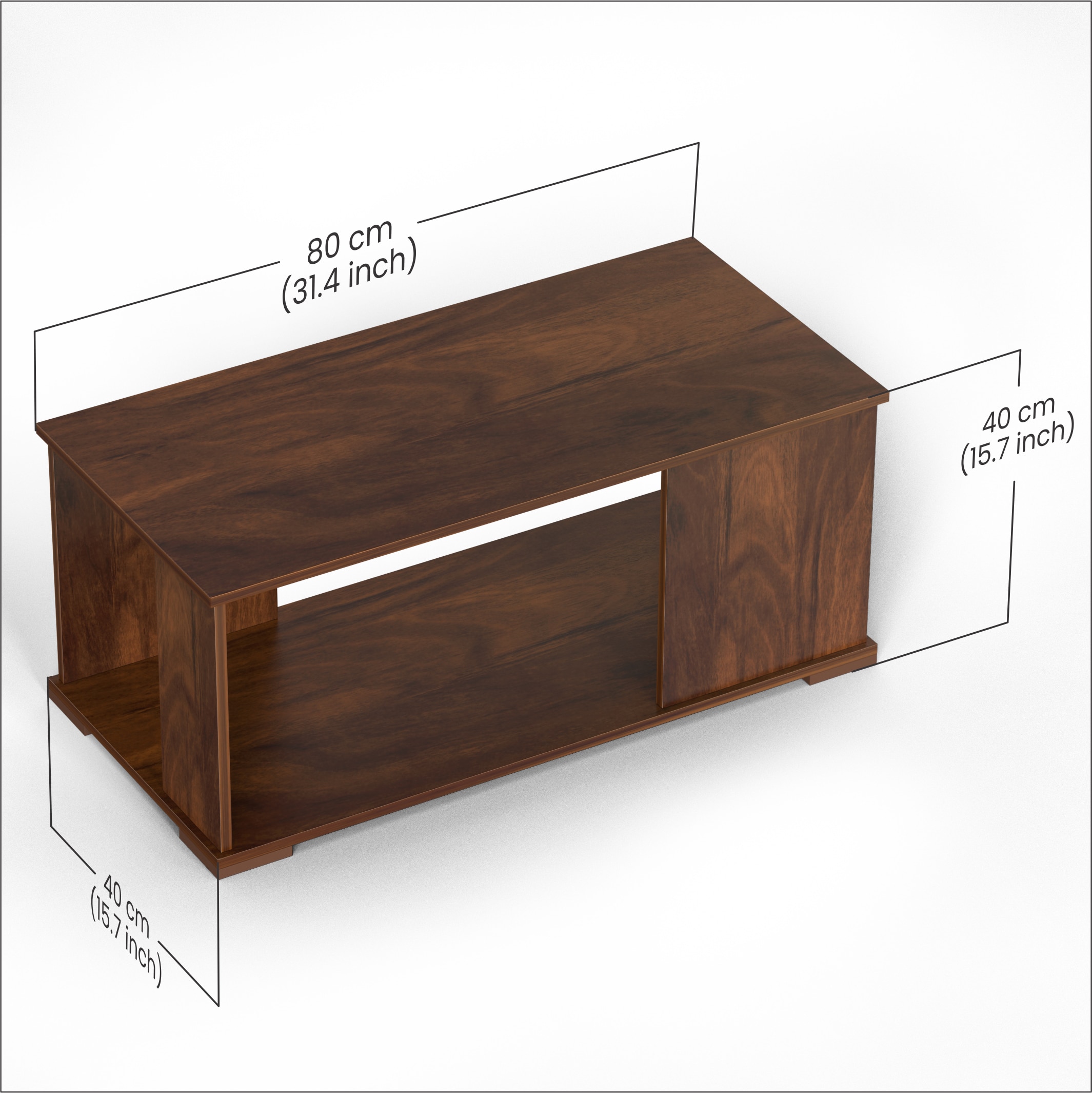 BLUEWUD Noel Engineered Wood Coffee Center Sofa Tea/Teapoy Console Table with Inner Storage for Sofa Set Living Room Home Hall (Brown Maple)
