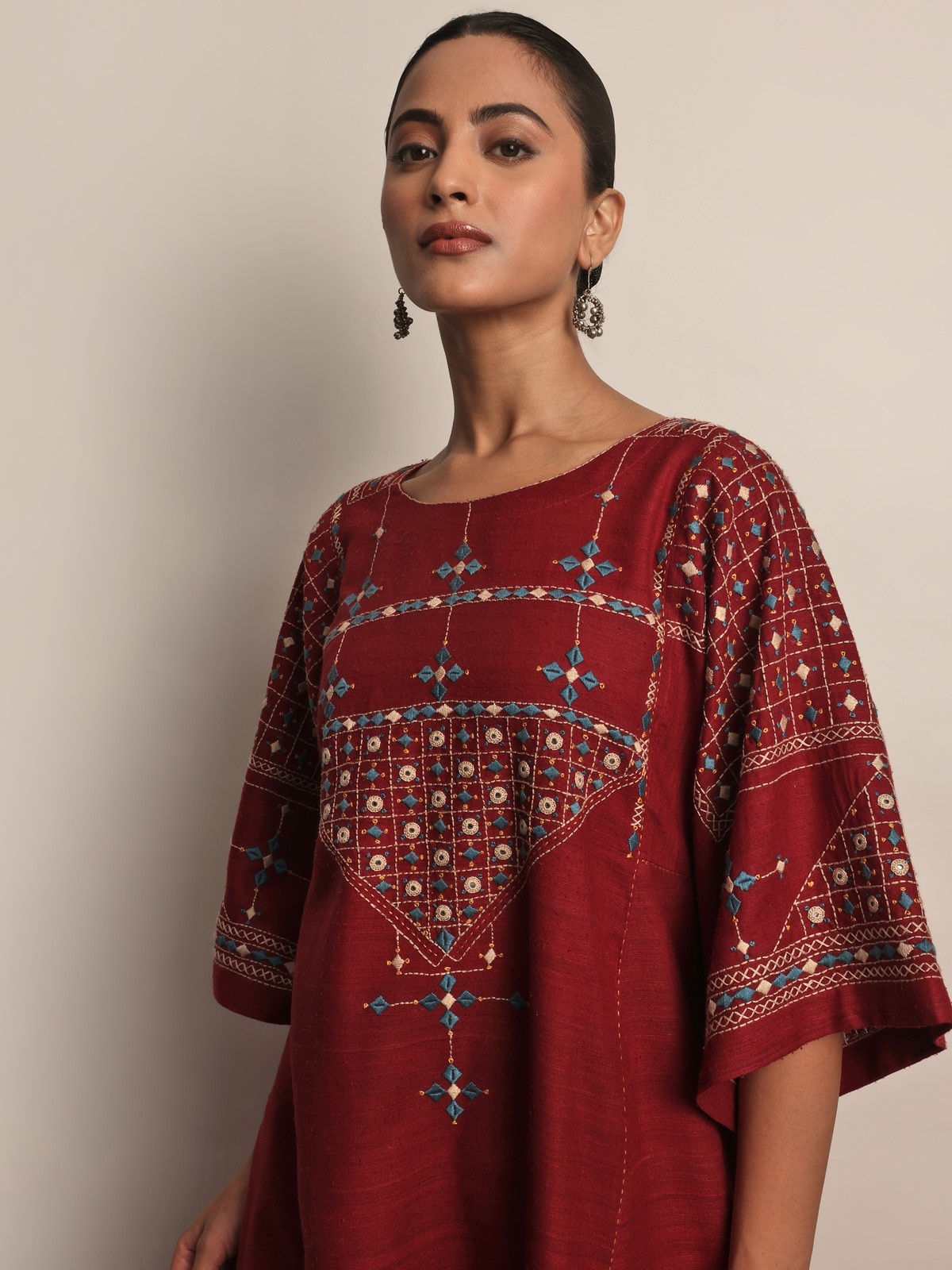 Rust Silk Desert Embroidered Kurta